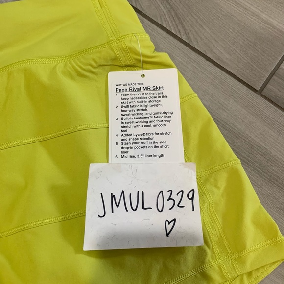 Lululemon Pace Rival Skirt Regular * Yellow - Picture 8 of 10